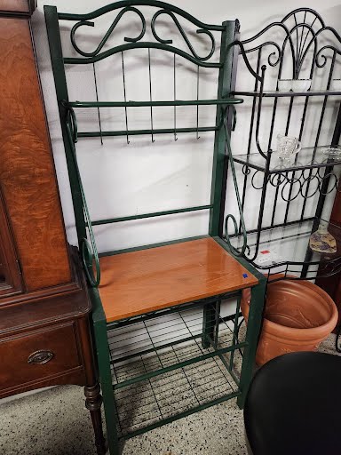Baker's Rack Wood/Green Metal