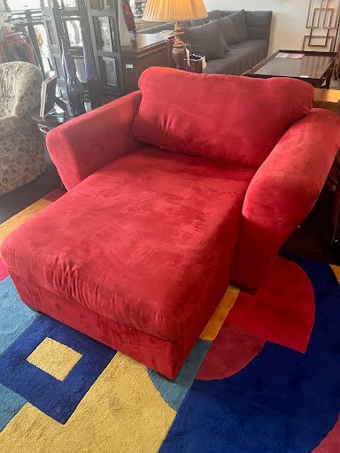 Red Micro-fiber Oversized Chair and Half