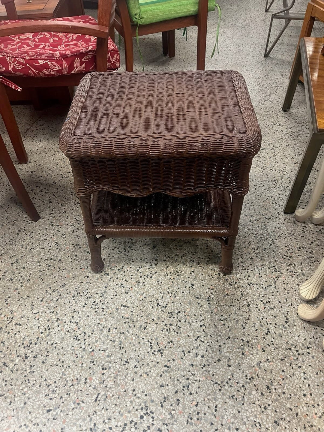 Outdoor Table Brown Wicker