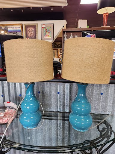 Set of 2- Blue Ceramic Table Lamps