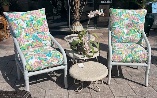 SET OF2- White PVC Outdoor Chairs