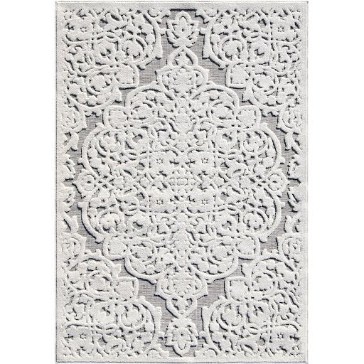 Dahlia 4'11" X 7' Natural Gray Floral Indoor-Outdoor Area Rug