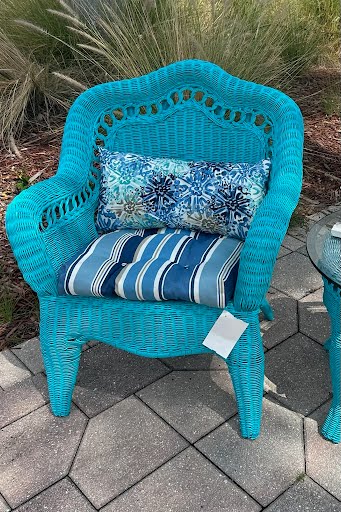 Outdoor Chair Blue Wicker