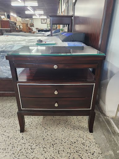 Nightstand Two Drawers Dark Wood