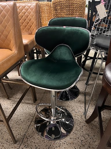 SET OF 2- Green velvet Counter Stools