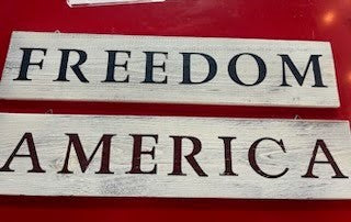 SET OF 2 - Freedom and America Sign Wall Art
