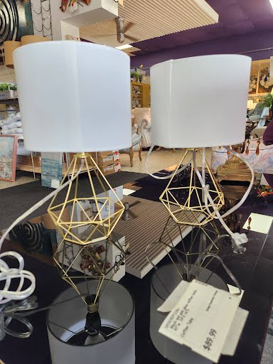 SET OF 2-Small Gold Tone 15" Height Table Lamps