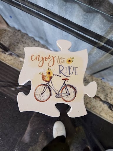 "Enjoy The Ride" puzzle piece 6x6 Decor