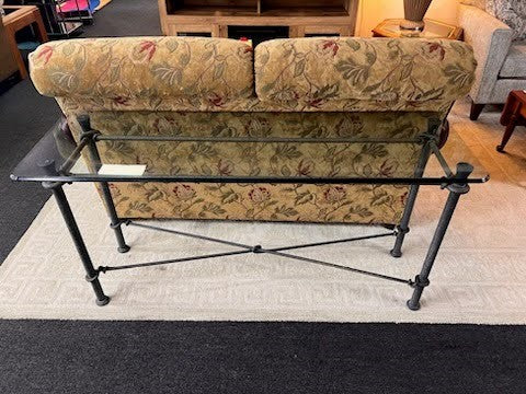 Ethan Allen Sofa Table MCM Glass