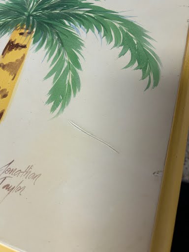Vanity w/ Mirror Signed Jonathan Taylor Palm