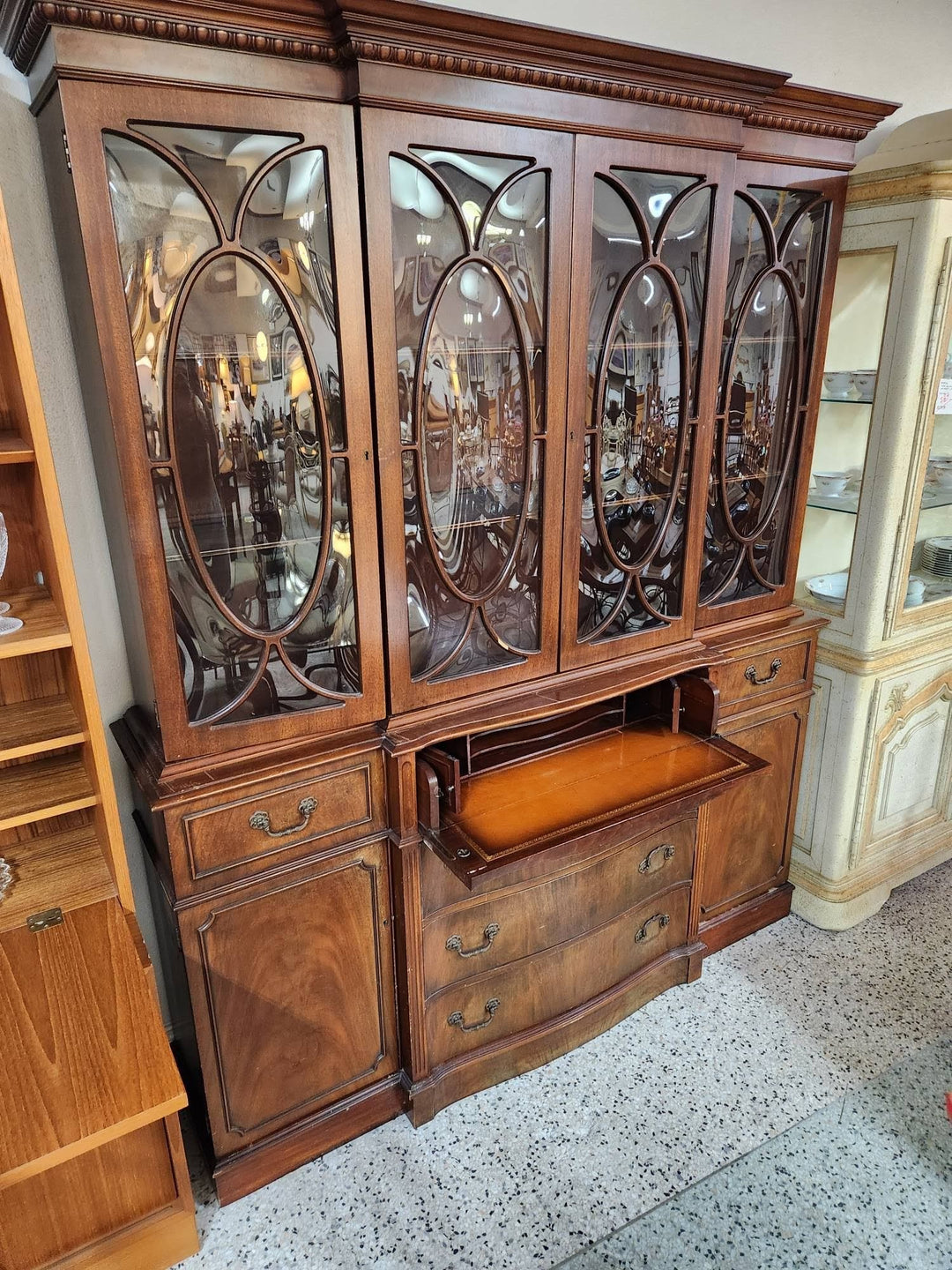 Georgian Style Bubble Glass China Cabinet
