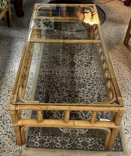 Bamboo Glass Top Coffee Table