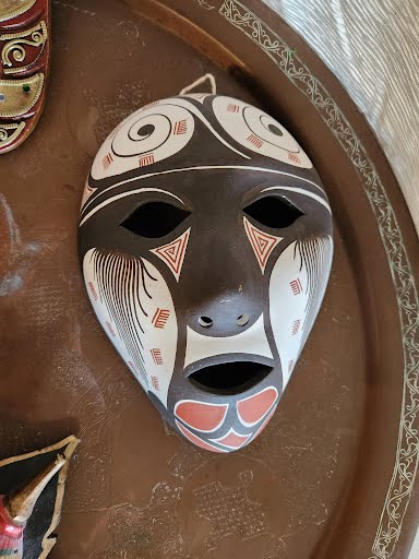 Hand Painted Terra Cotta Clay Mask Wall Hanging