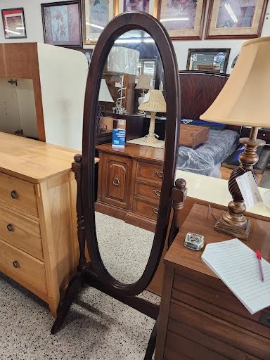 Floor Mirror Dark Wood on Stand