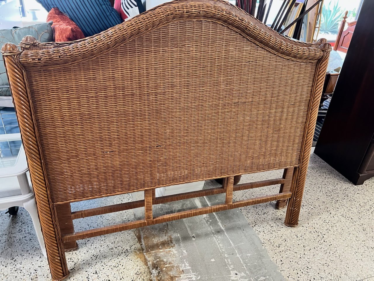 Brown shop wicker headboard