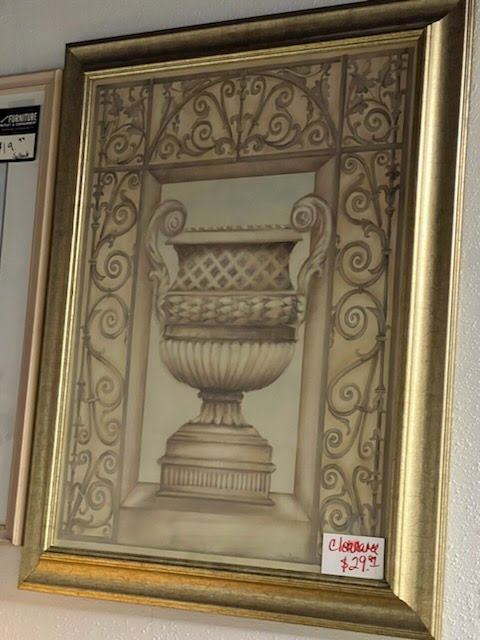 Gold Frame, Tan Urn