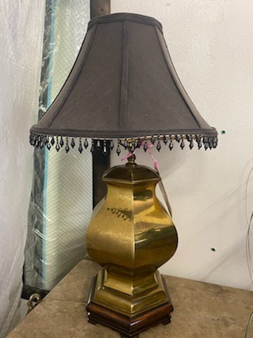 Brass Table Lamp with Black Shade