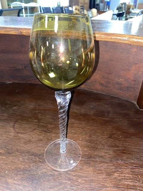 Olive Green Wine Glass