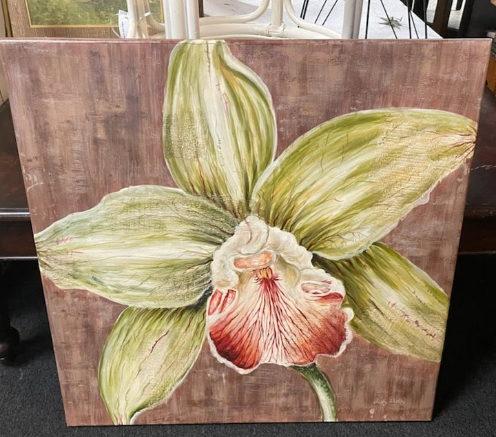 29"x29" Floral Painted On Wood Art