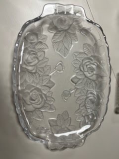 Glass Plate/Tray with frosted Roses