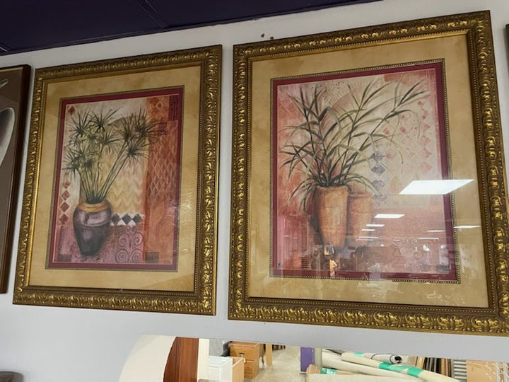 SET OF 2 Gold Framed Art