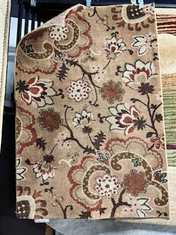 Beige Floral Wooven Area Rug