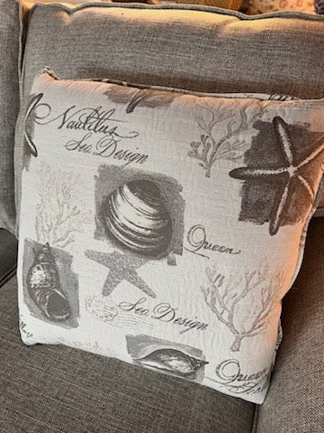 SET OF 2 - Stanley Chair Throw Pillows, grey and white, nautical