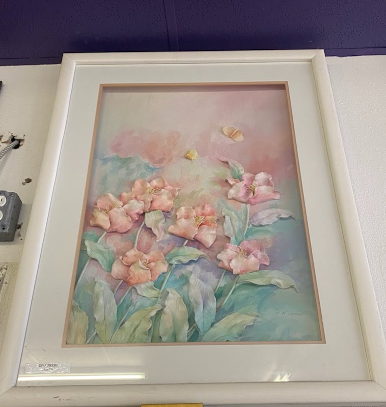 28x36 Textured Pink Flower Framed Art