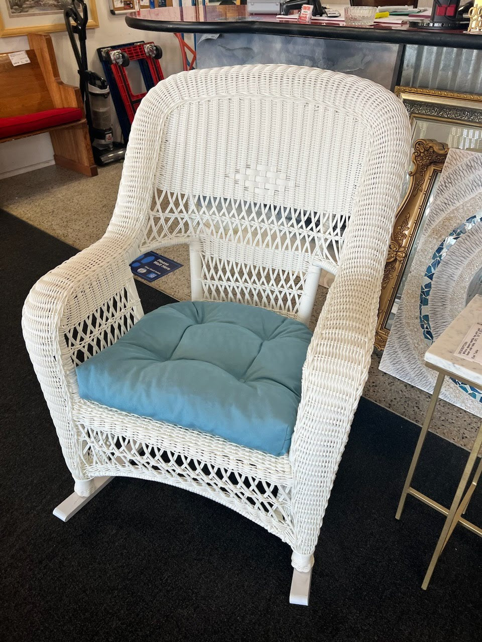 White Wicker Outdoor Rocker