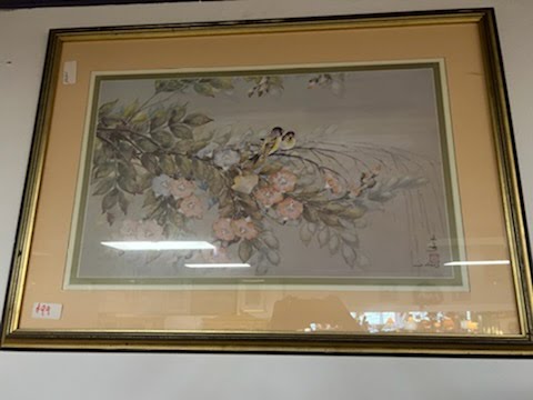 Pastel Colored Flowers with Birds