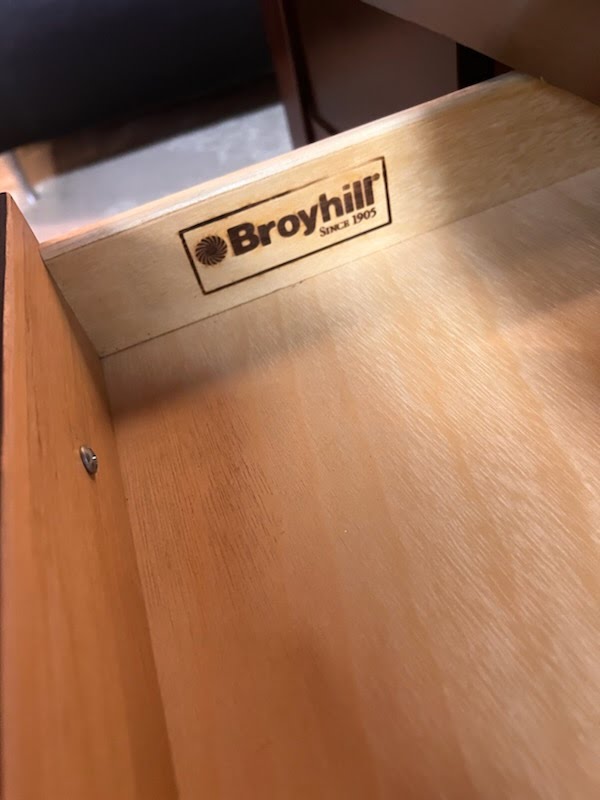 Dark wood coffee table, single drawer - Broyhill