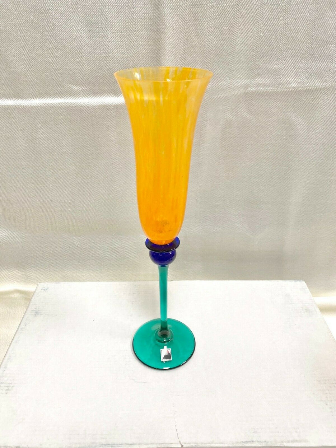 Signed Opus "Mardi Gras" Orange Champagne Flute