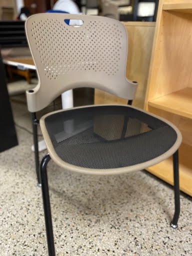 Herman Miller - Taupe & black office caper chair, plastic mold back, mesh seat armless