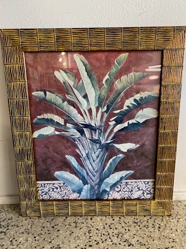 Bird of paradise print w/ textured frame