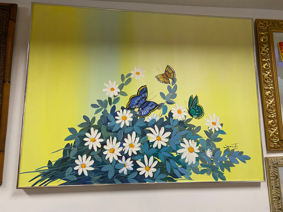 Framed Art Flowers and Butterflies