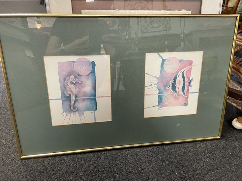 26"x16" Seahorse Angelfish Framed Art