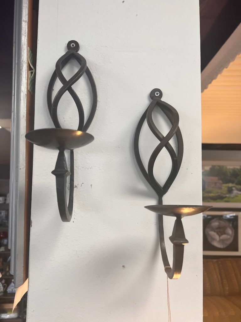 Set of 2 - wall sconce candles rough iron