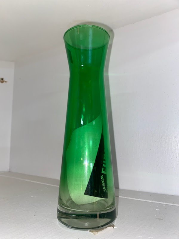 Green glass vase