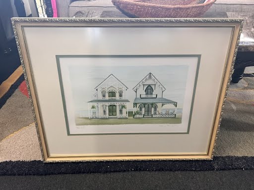 House print wall art w/ gold frame 30 x 24"