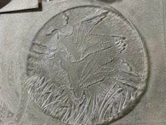 Glass plate with dove design