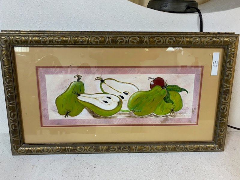 Pear painting bronze frame