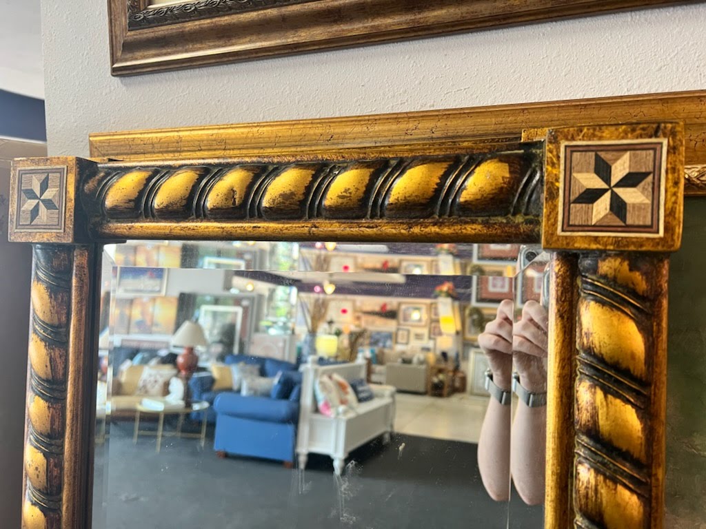 18"x60" Wood Inlay Floor Mirror