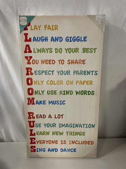 Playroom Rules 16x30" Canvas