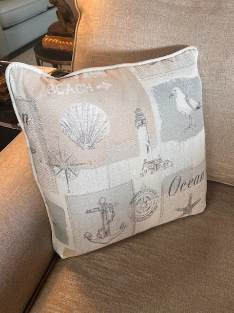 SET OF 2 - Stanley Chair Point Sand beachy theme throw pillows