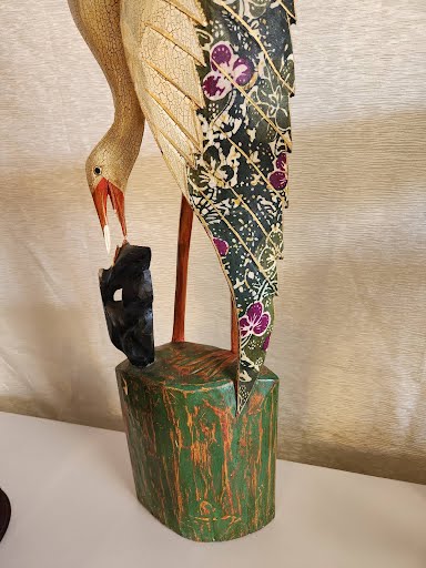 40" height painted bird on wood