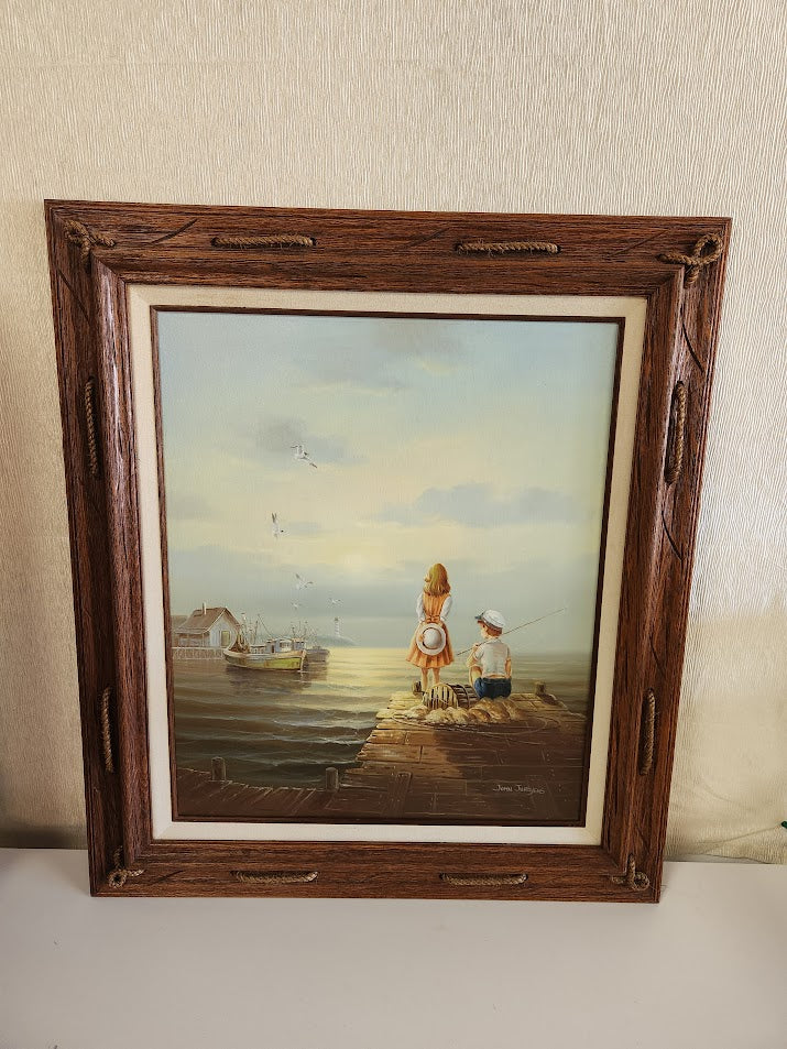 "Children Fishing On A Dock" By John Jurgens Wall Art