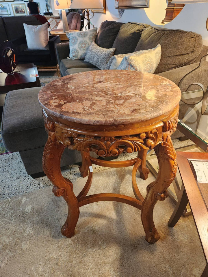 24" Round Marble Top End Table