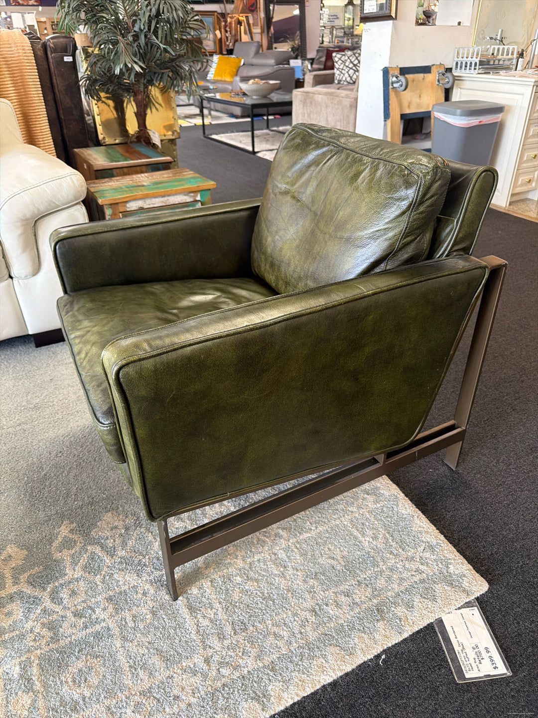 Green Leather Arm Chair
