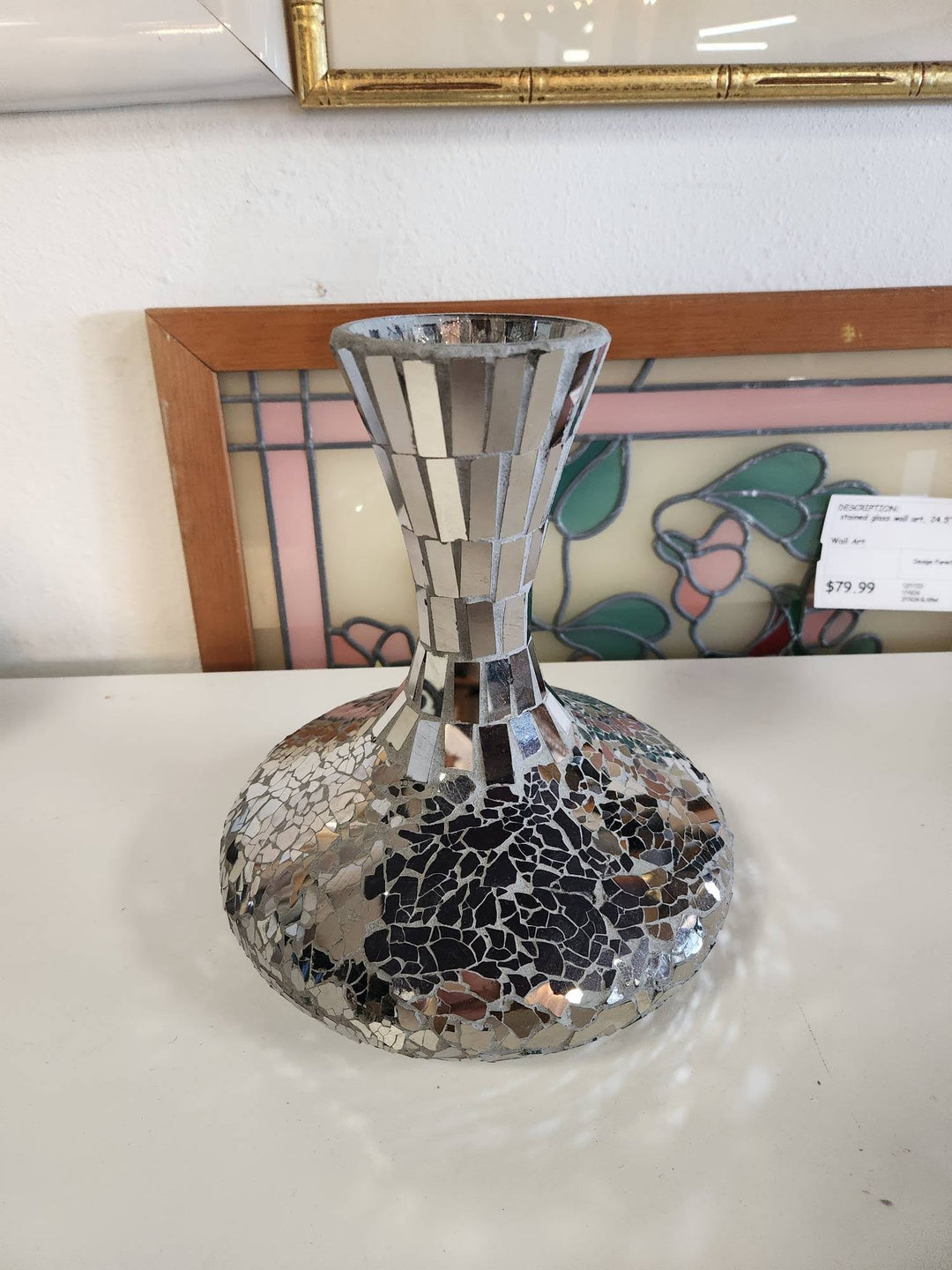 10" Height Silver Mosaic Vase