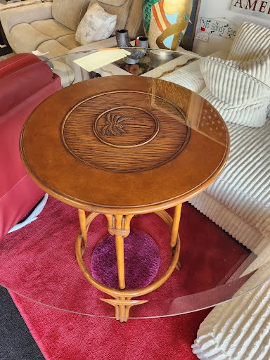 Bar Table Bamboo 42" Round Glass Top